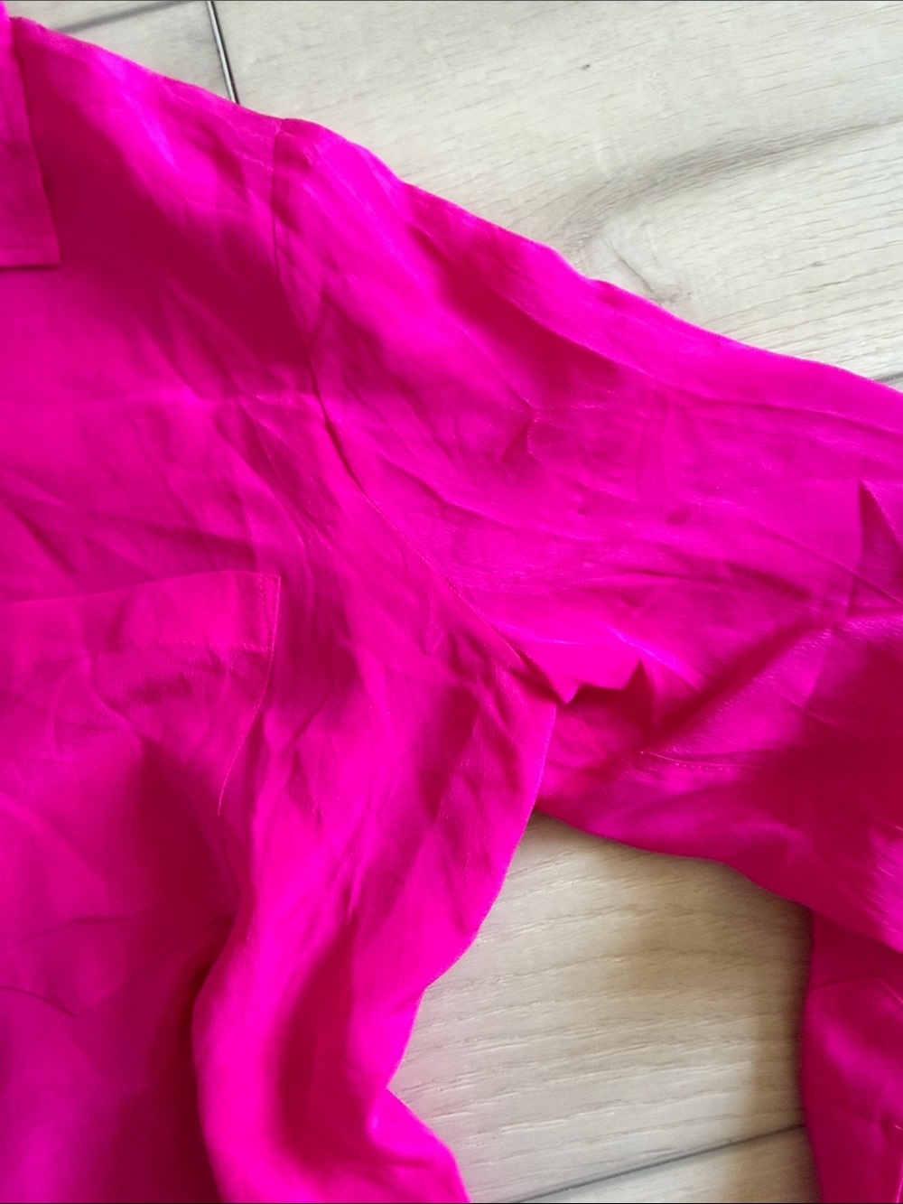 Broadway & Broome Fuschia Silk Button-Down Shirt - Women's Classic Collared Top - Picture 4 of 5